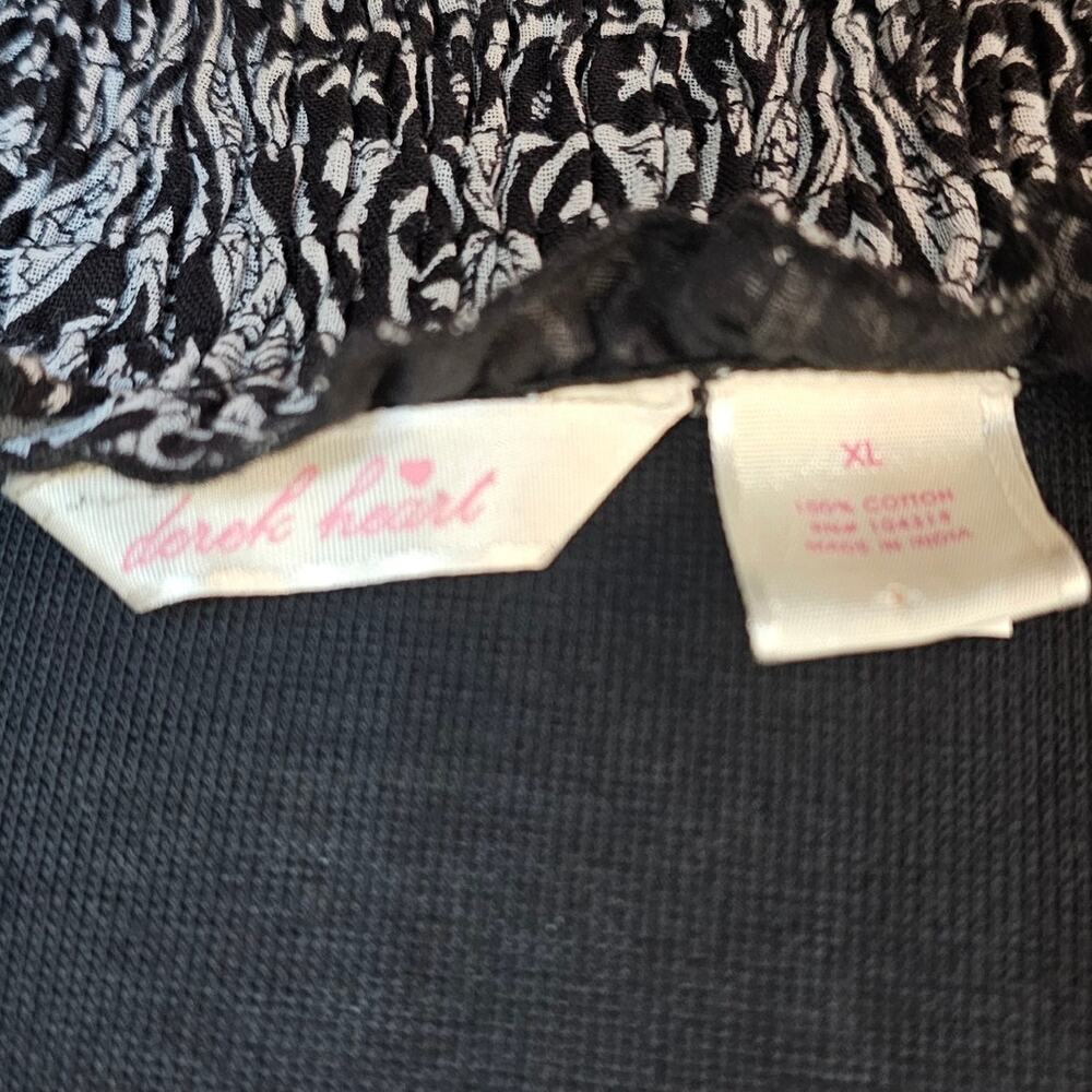 Derek Heart Babydoll Dress Black White Floral Coquette Y2K Sundress Cottage XL - Picture 8 of 16
